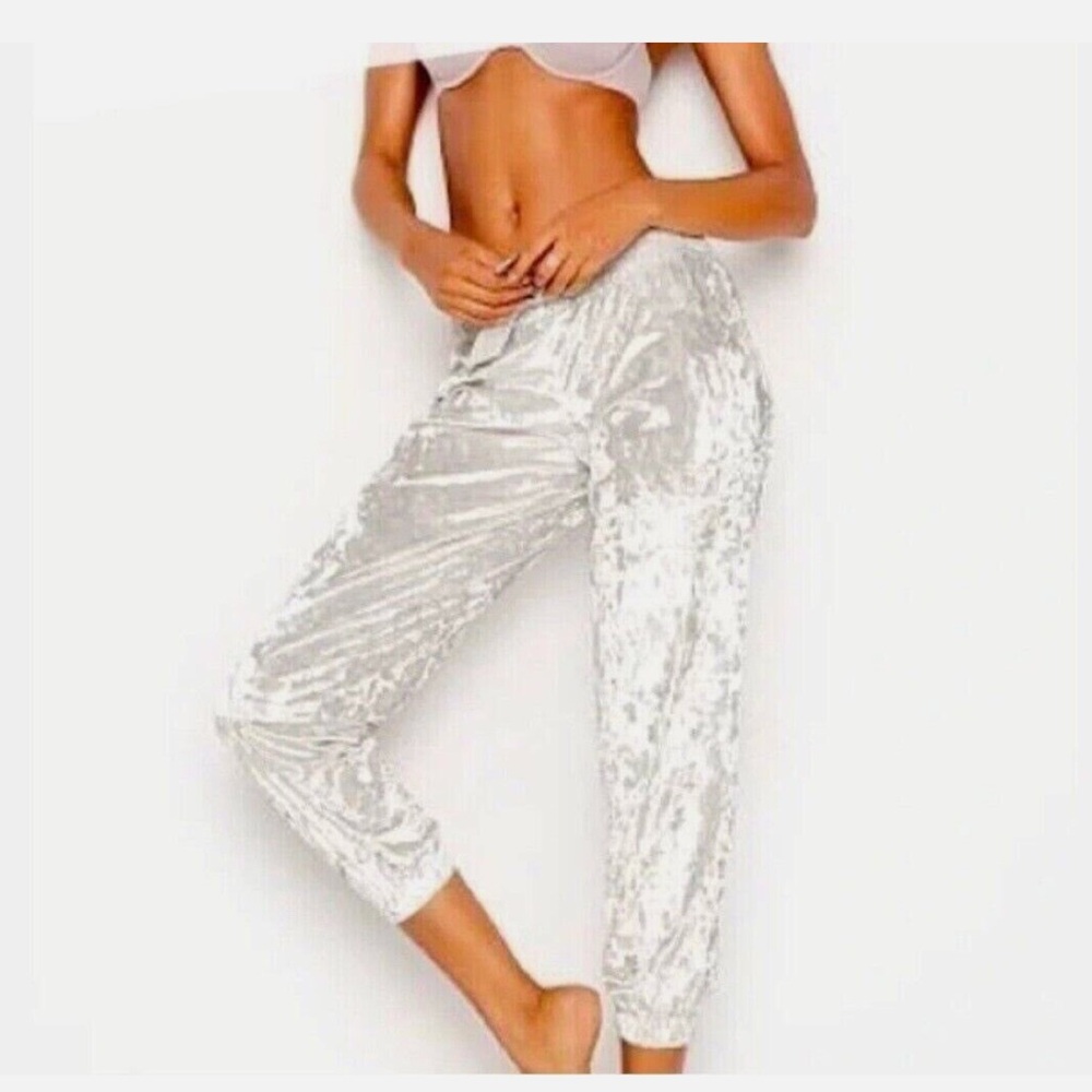 Victoria’s Secret crushed velvet strap crop top and jogger